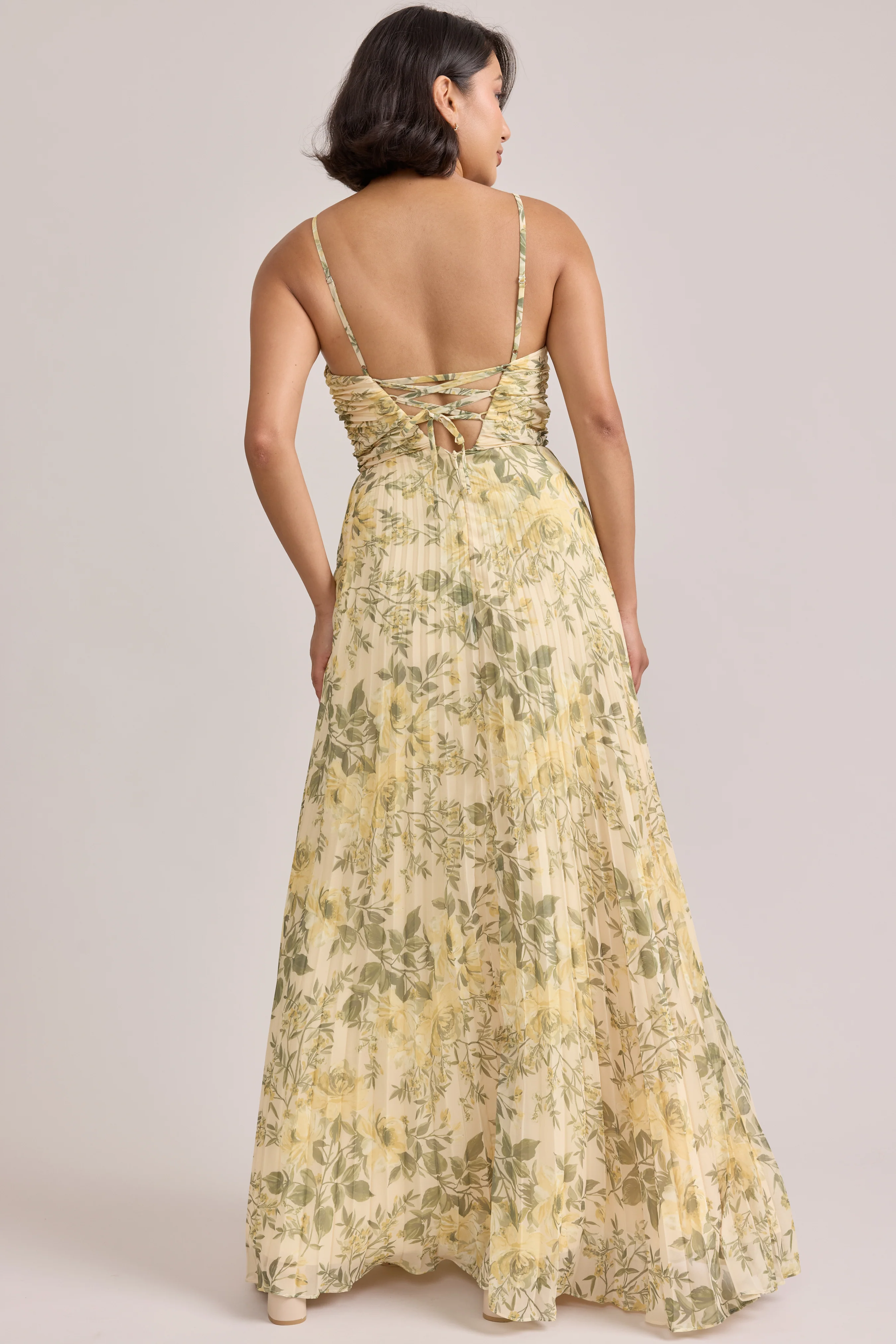 Vivian Chiffon Pleated Floral Print Dress | Made To Order - Image 9