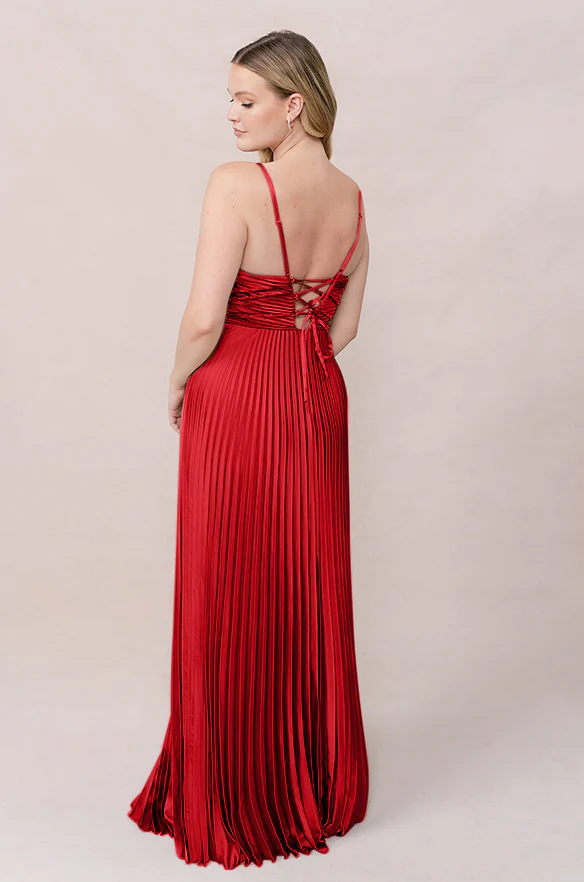 Vivian Satin Pleated Dress | Made To Order - Image 102
