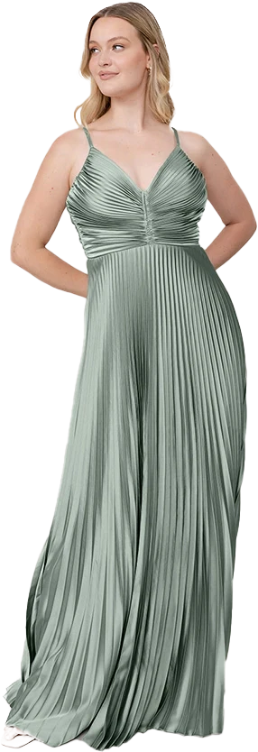 Vivian Satin Pleated Dress | Made To Order - Image 110