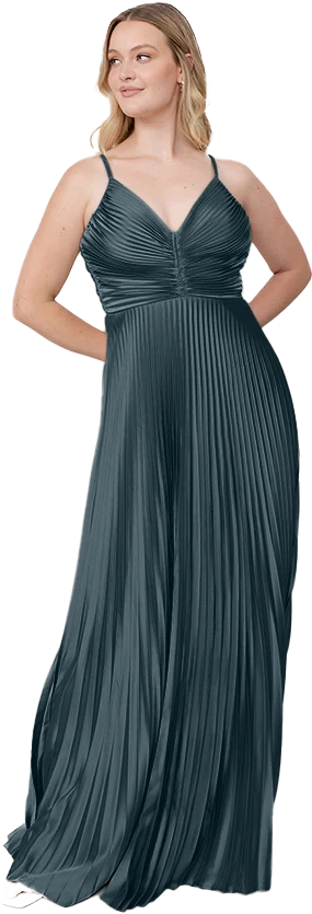 Vivian Satin Pleated Dress | Made To Order - Image 124