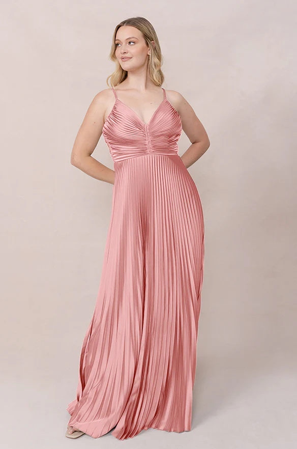 Vivian Satin Pleated Dress | Made To Order - Image 15