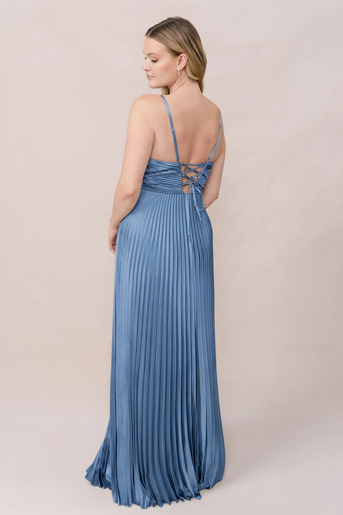 Vivian Satin Pleated Dress | Made To Order - Image 169