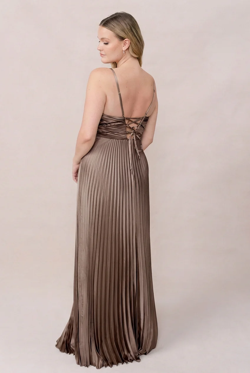 Vivian Satin Pleated Dress | Made To Order - Image 173