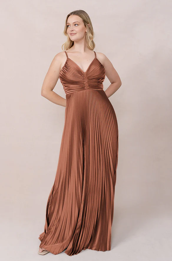 Vivian Satin Pleated Dress | Made To Order - Image 23
