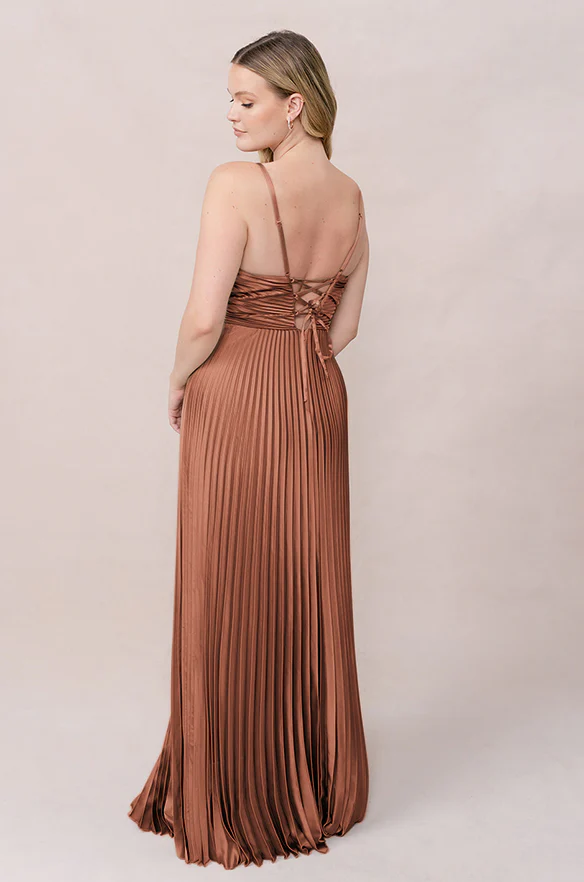 Vivian Satin Pleated Dress | Made To Order - Image 24