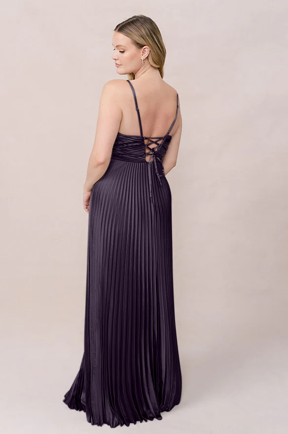Vivian Satin Pleated Dress | Made To Order - Image 32
