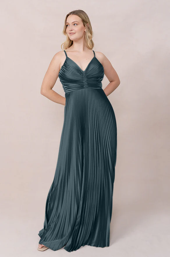 Vivian Satin Pleated Dress | Made To Order - Image 35