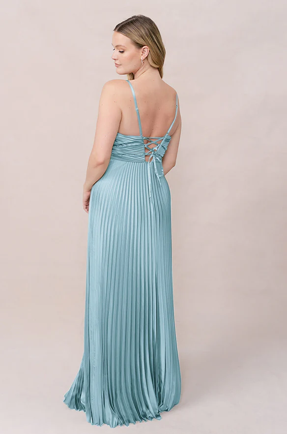 Vivian Satin Pleated Dress | Made To Order - Image 48