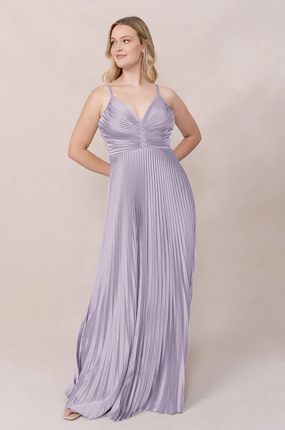 Vivian Satin Pleated Dress | Made To Order - Image 49