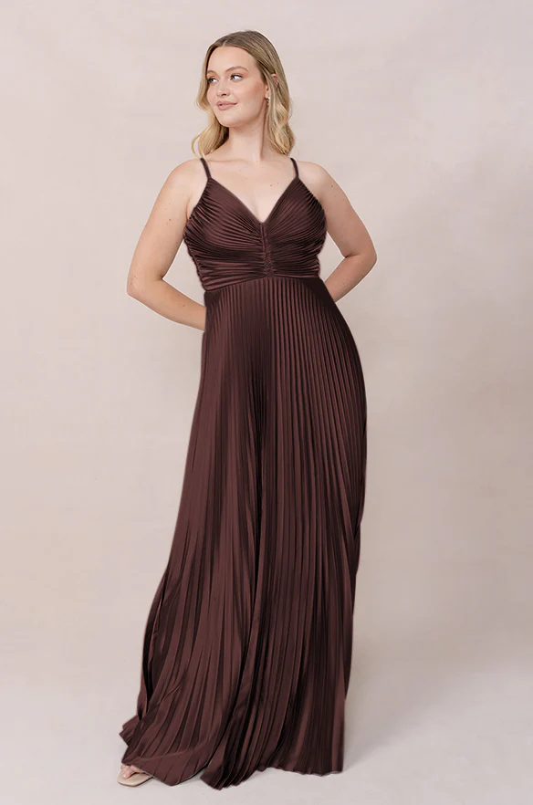 Vivian Satin Pleated Dress | Made To Order - Image 53
