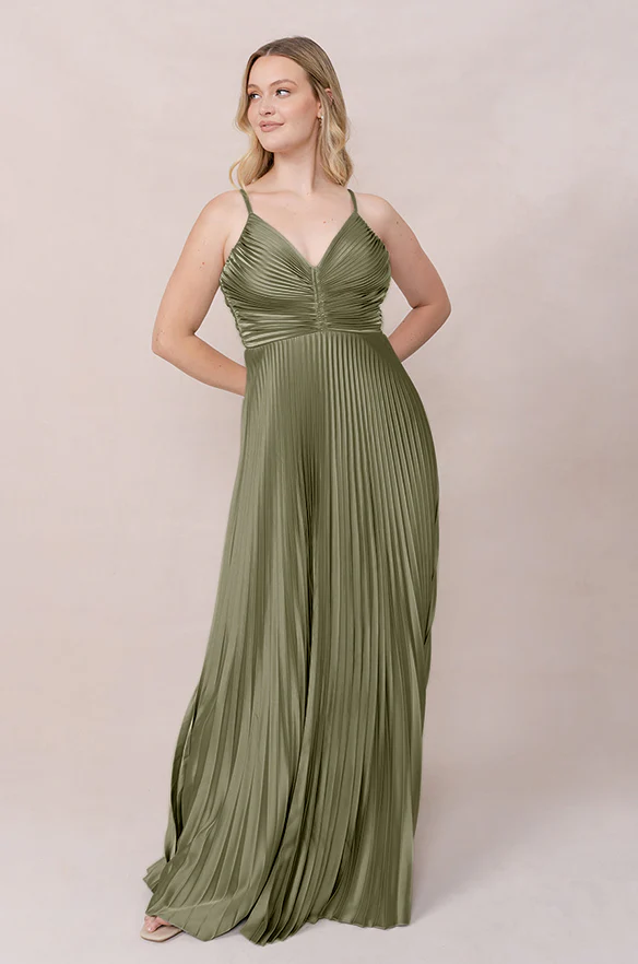 Vivian Satin Pleated Dress | Made To Order - Image 59