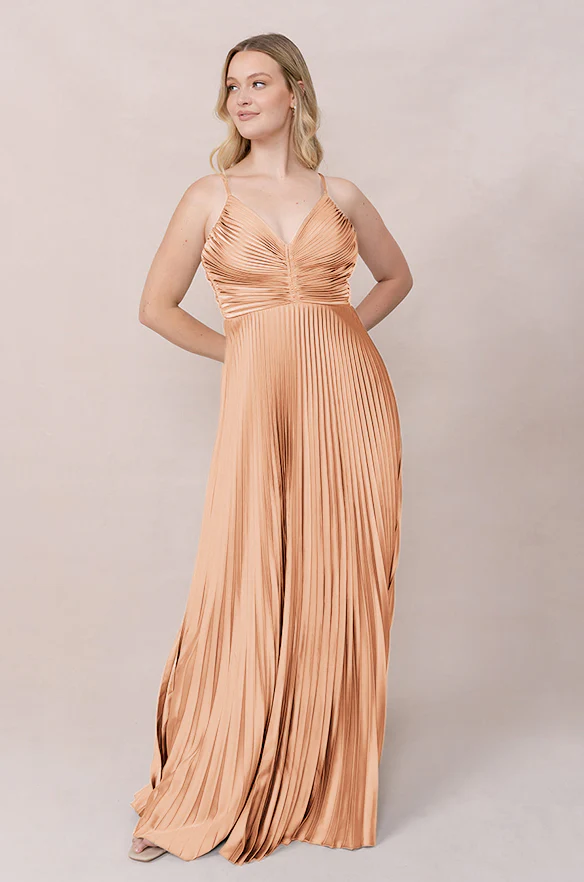 Vivian Satin Pleated Dress | Made To Order - Image 63