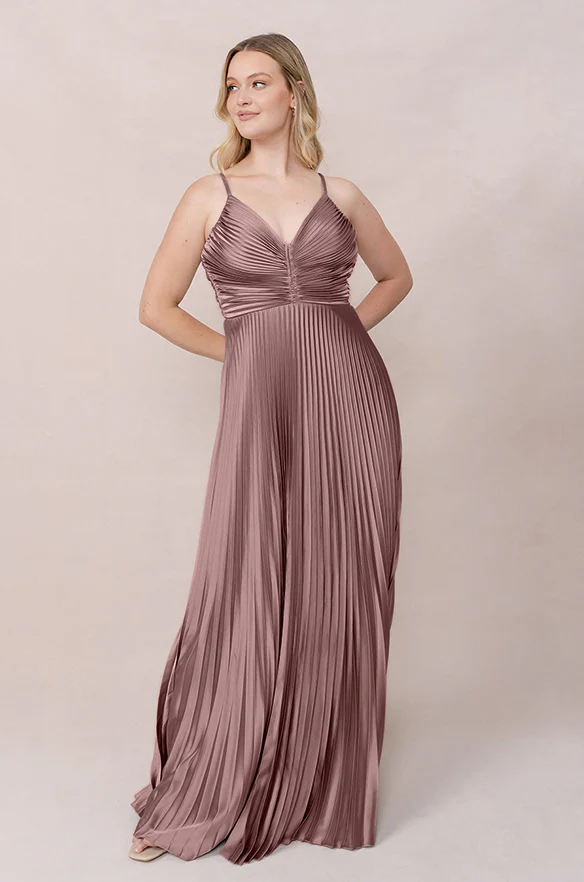Vivian Satin Pleated Dress | Made To Order - Image 69