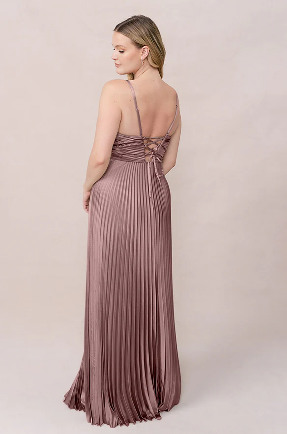 Vivian Satin Pleated Dress | Made To Order - Image 70