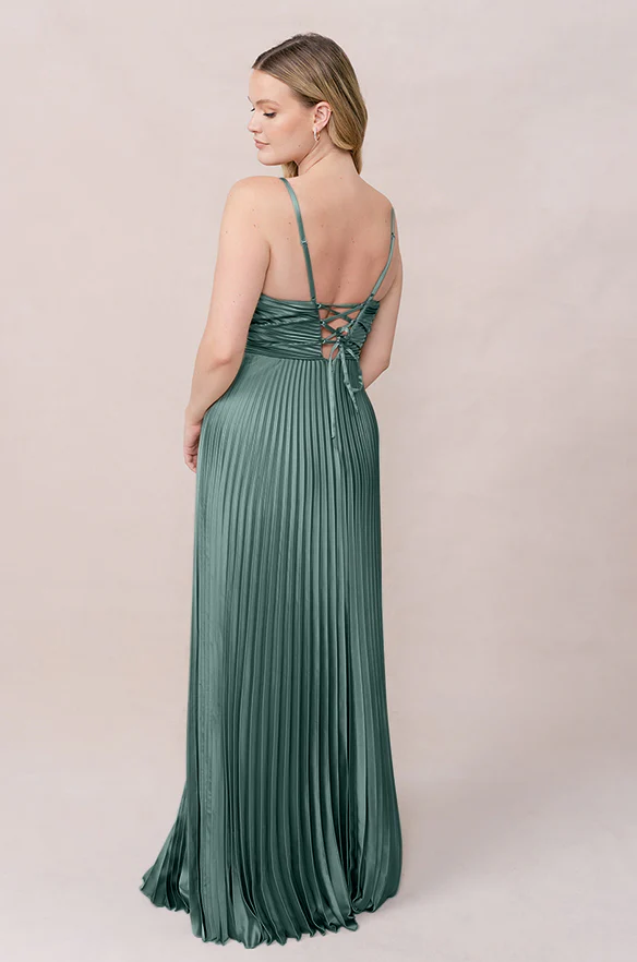 Vivian Satin Pleated Dress | Made To Order - Image 72
