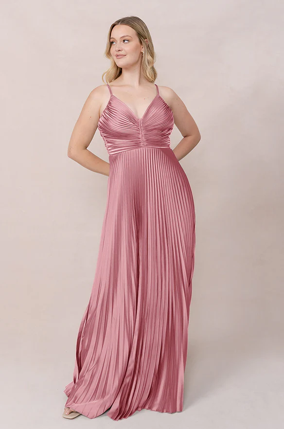 Vivian Satin Pleated Dress | Made To Order - Image 73