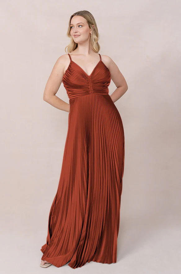 Vivian Satin Pleated Dress | Made To Order - Image 75