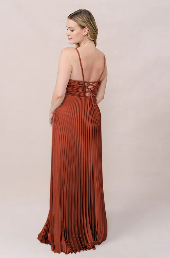 Vivian Satin Pleated Dress | Made To Order - Image 76