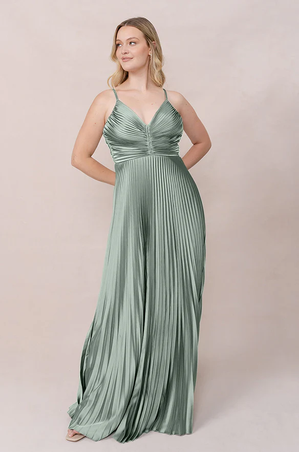 Vivian Satin Pleated Dress | Made To Order - Image 77