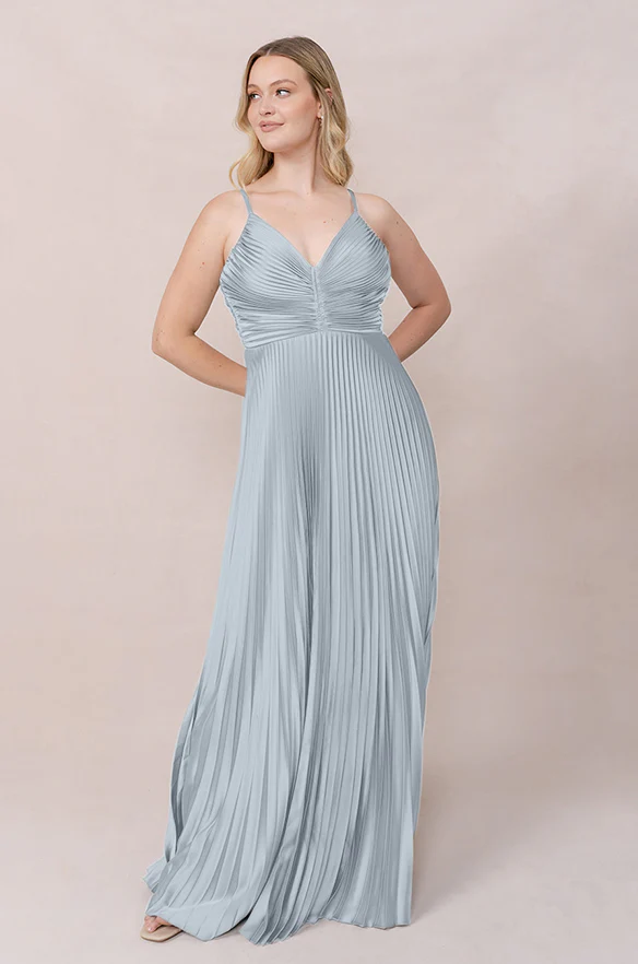 Vivian Satin Pleated Dress | Made To Order - Image 79