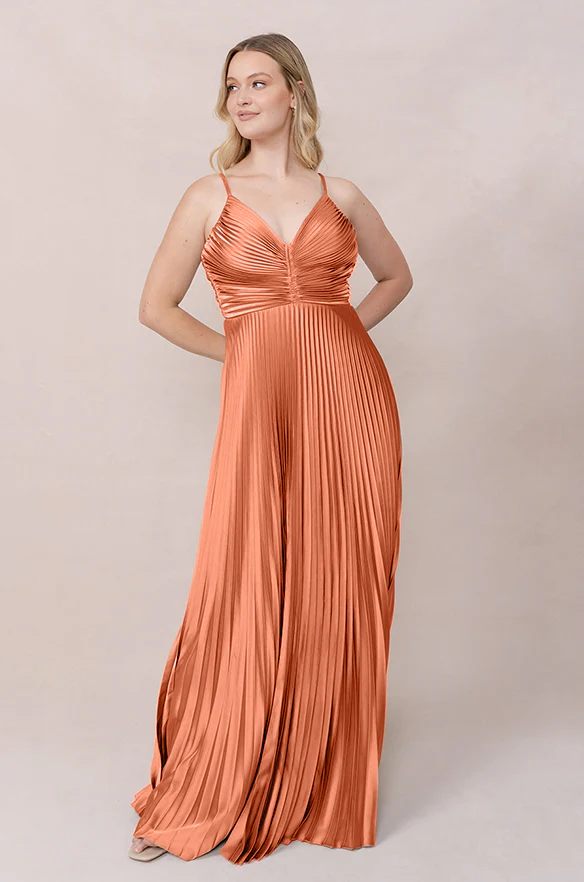 Vivian Satin Pleated Dress | Made To Order - Image 83