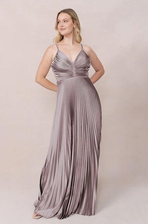Vivian Satin Pleated Dress | Made To Order - Image 85
