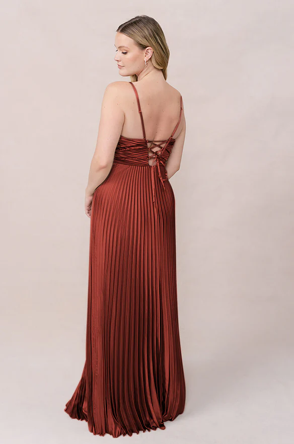 Vivian Satin Pleated Dress | Made To Order - Image 88
