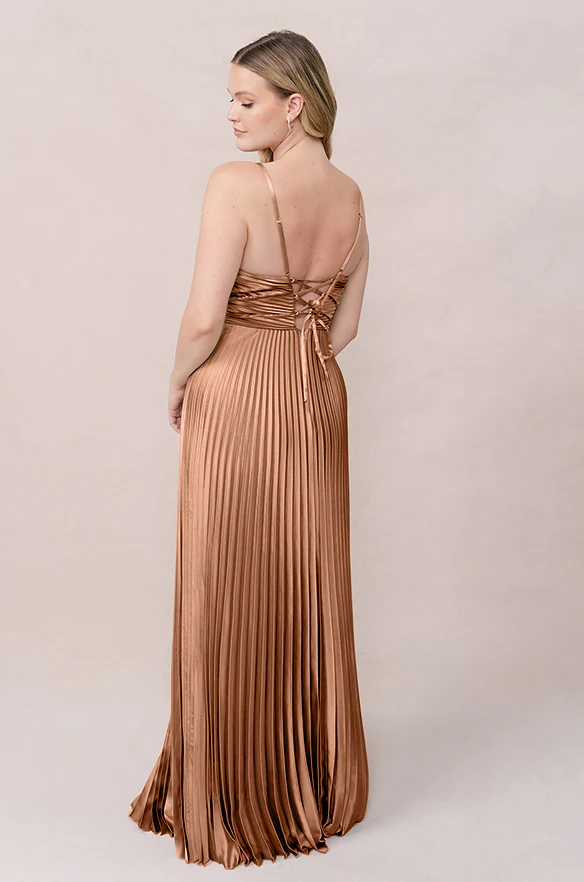 Vivian Satin Pleated Dress | Made To Order - Image 90