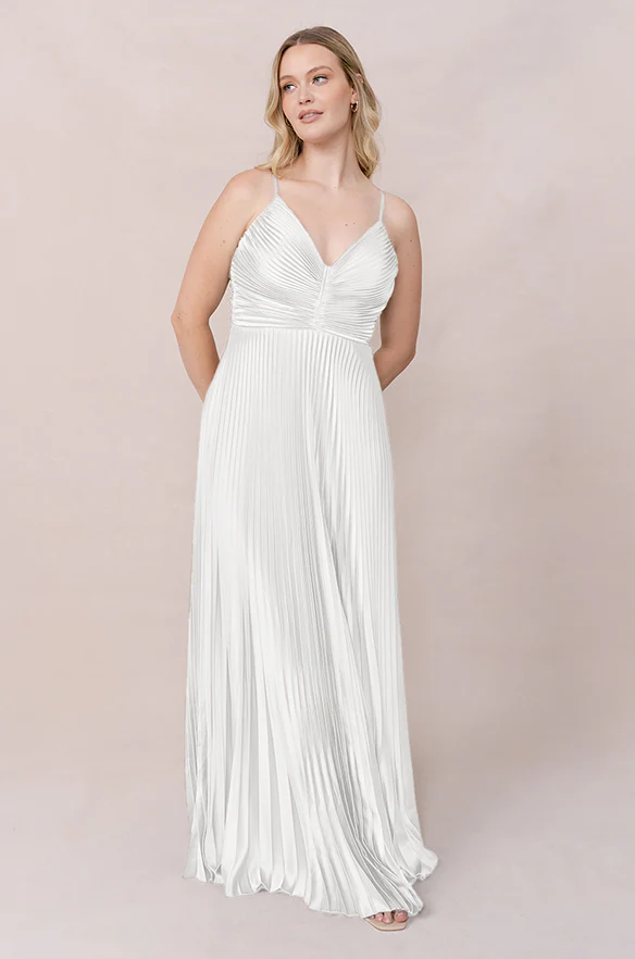 Vivian Satin Pleated Dress | Made To Order - Image 95