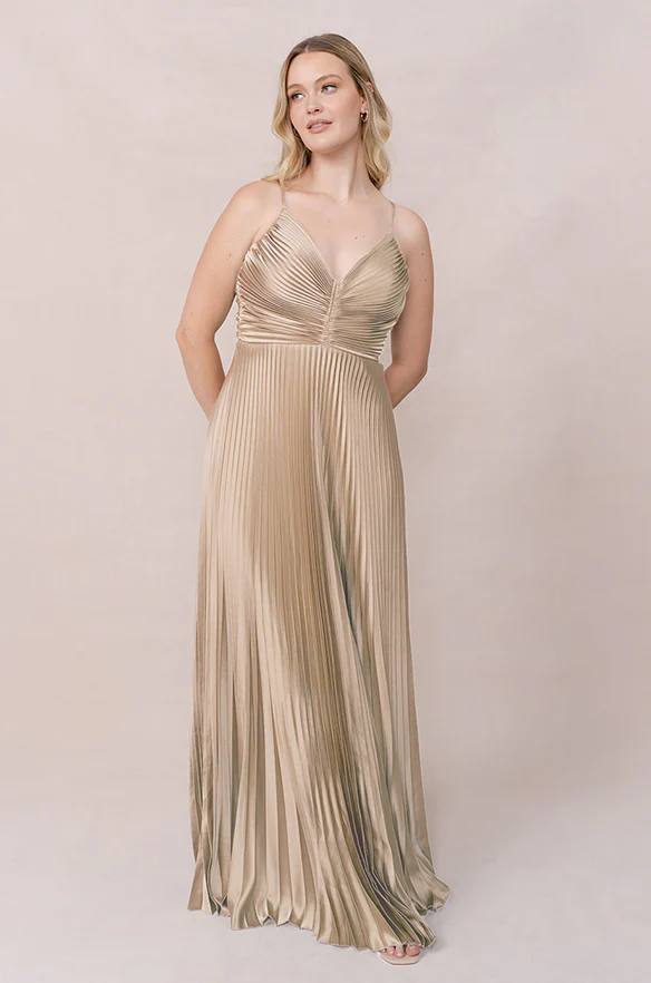Vivian Satin Pleated Dress | Made To Order - Image 99