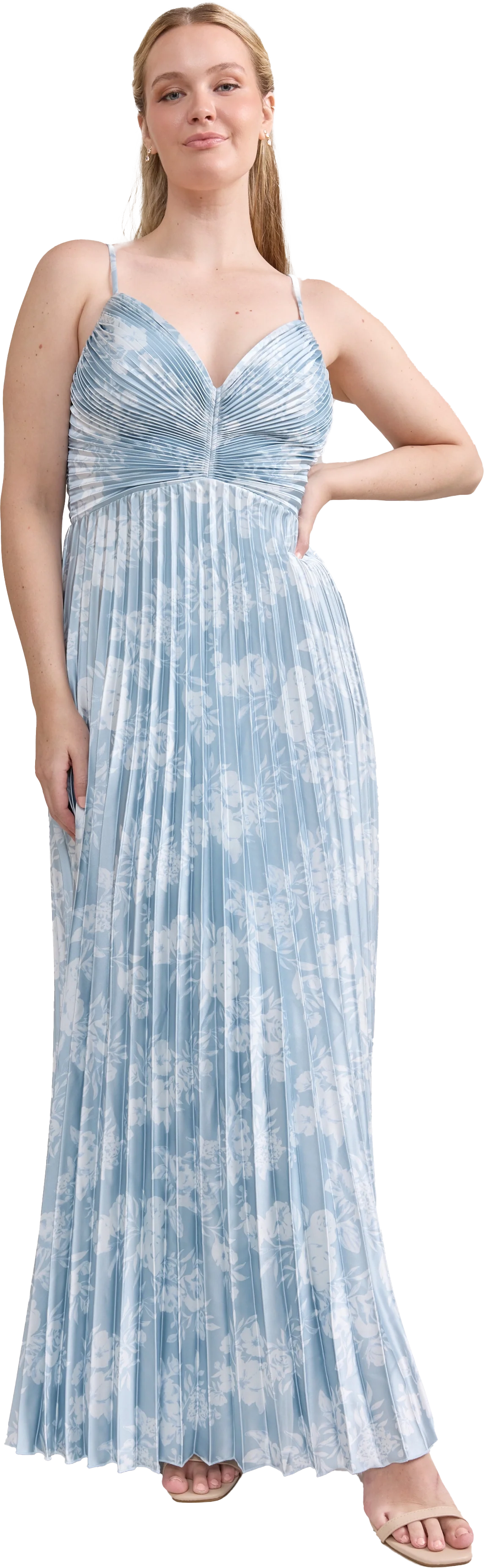 Vivian Satin Pleated Floral Print Dress | Made To Order - Image 66