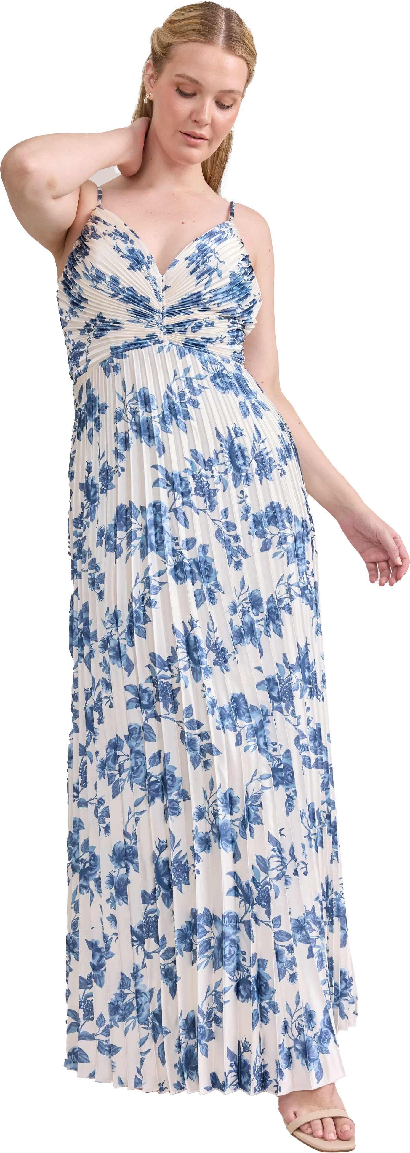 Vivian Satin Pleated Floral Print Dress | Made To Order - Image 67
