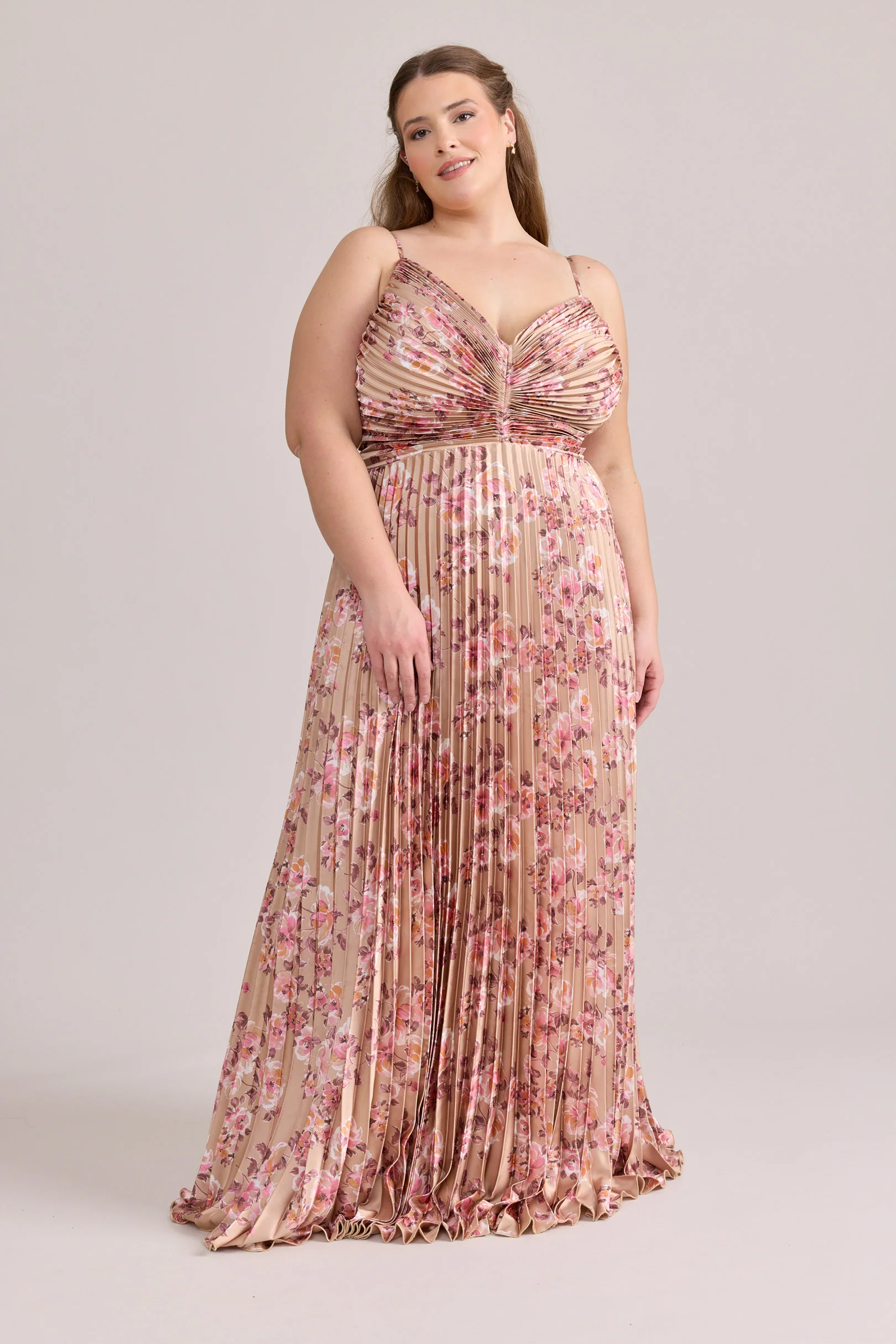 Vivian Satin Pleated Floral Print Dress | Made To Order - Image 80