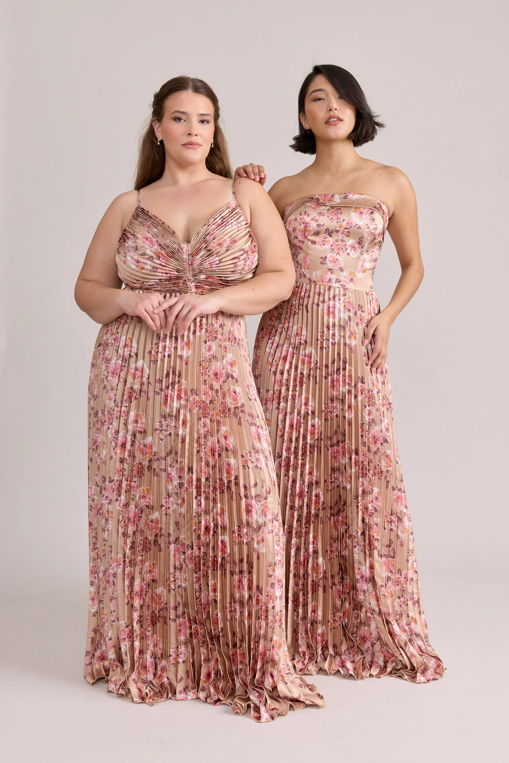 Vivian Satin Pleated Floral Print Dress | Made To Order - Image 81