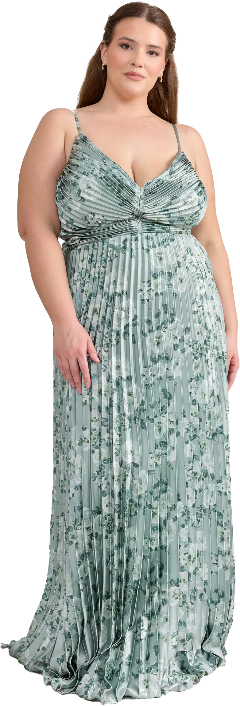 Vivian Satin Pleated Floral Print Dress | Made To Order - Image 85