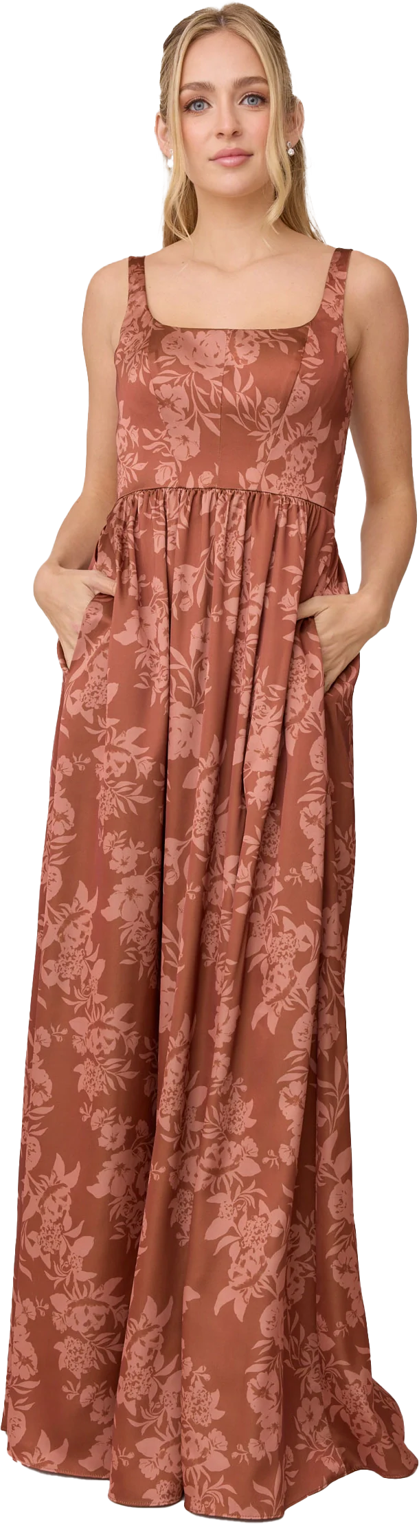 Whitney Satin Floral Print Dress | Made To Order - Image 111