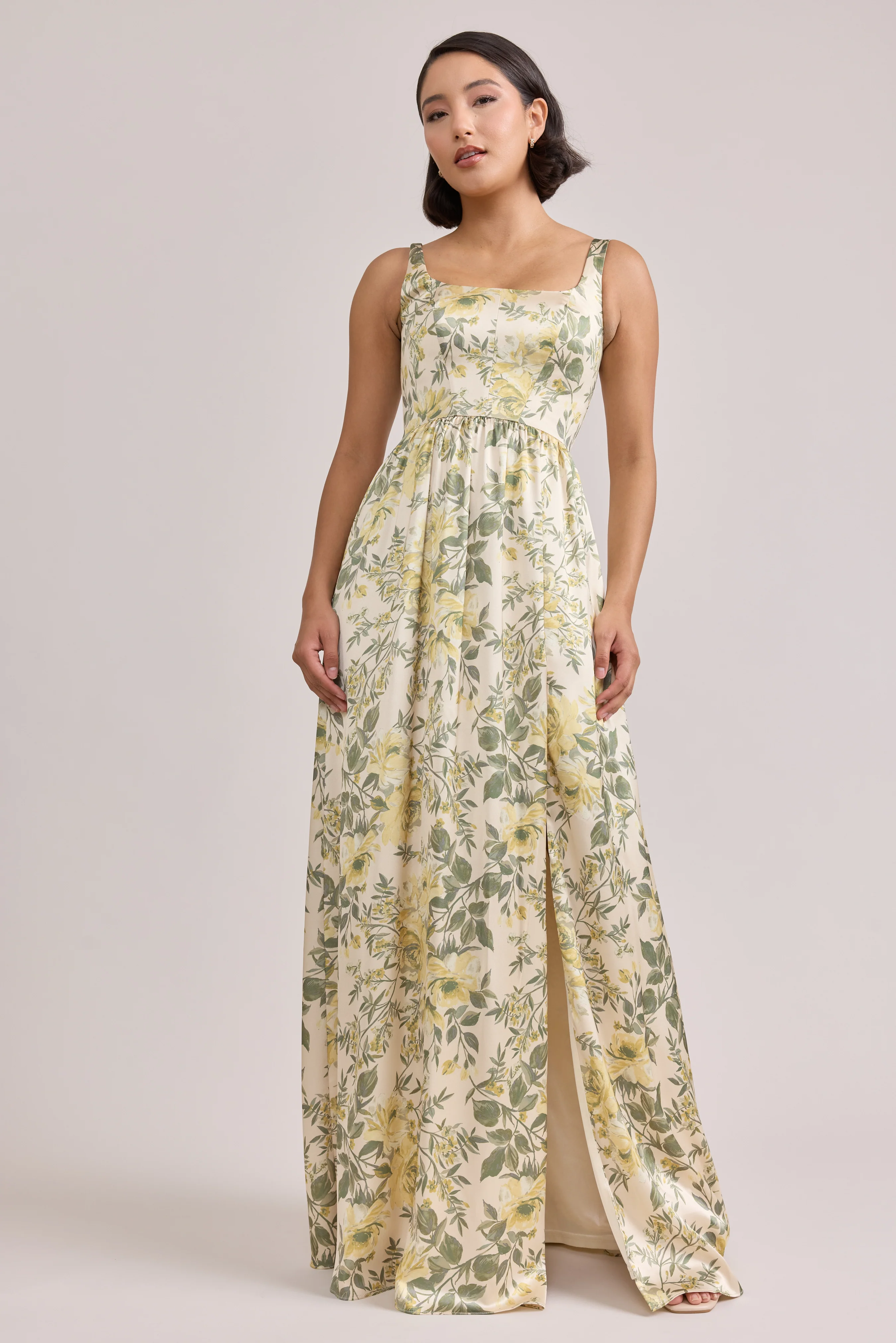 Whitney Satin Floral Print Dress | Made To Order - Image 113