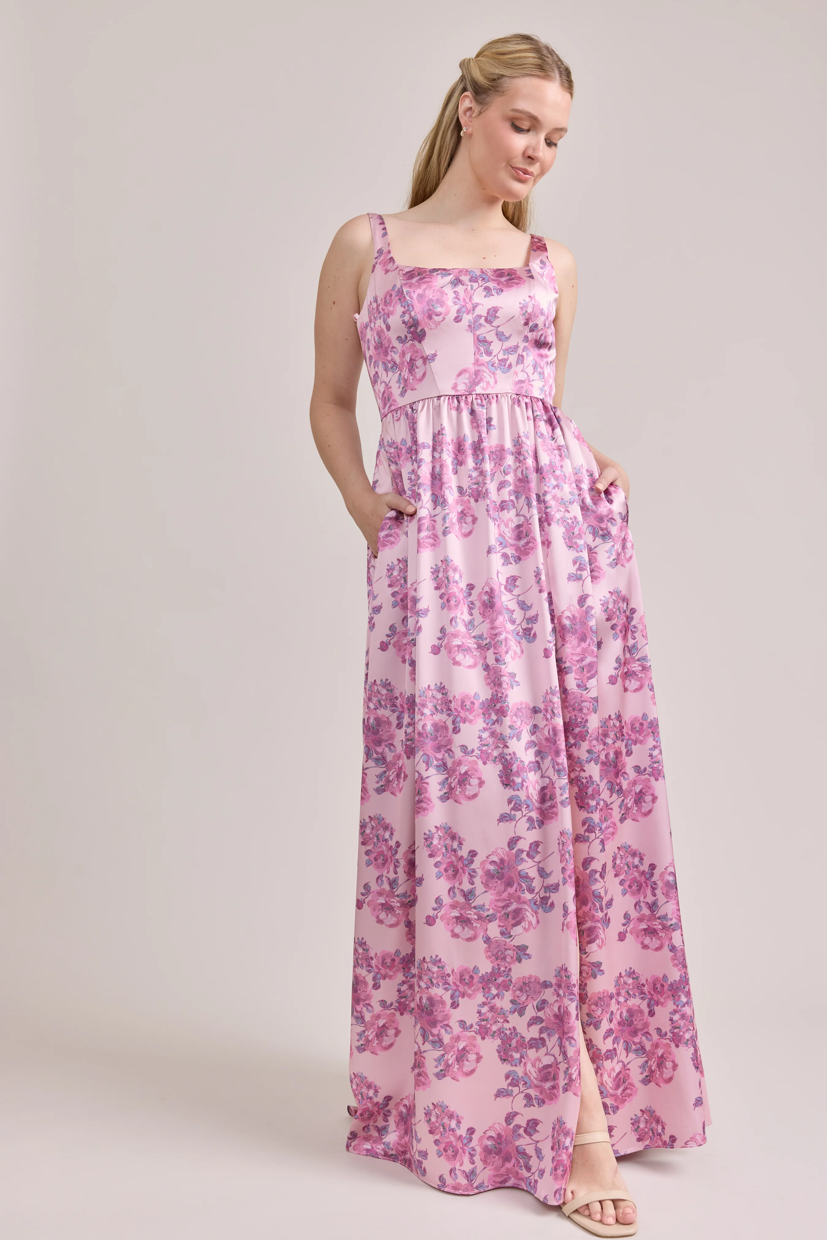 Whitney Satin Floral Print Dress | Made To Order - Image 118