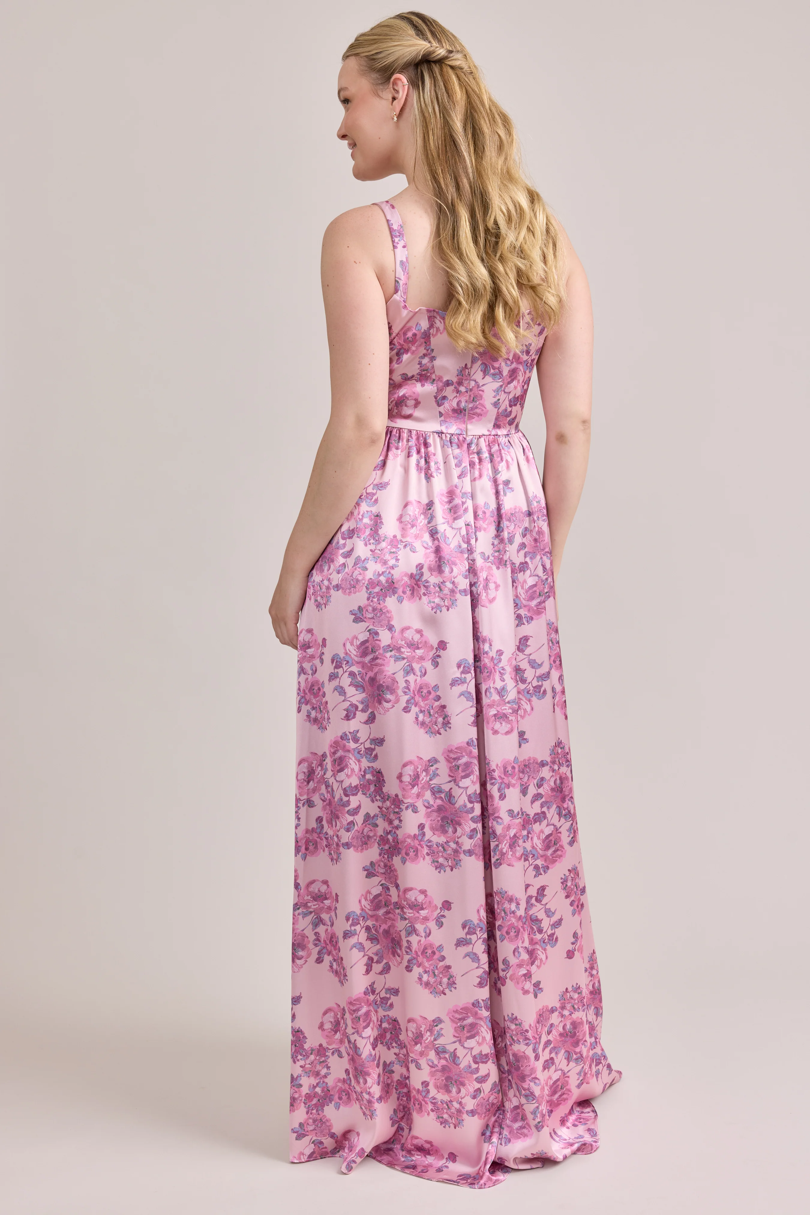 Whitney Satin Floral Print Dress | Made To Order - Image 119