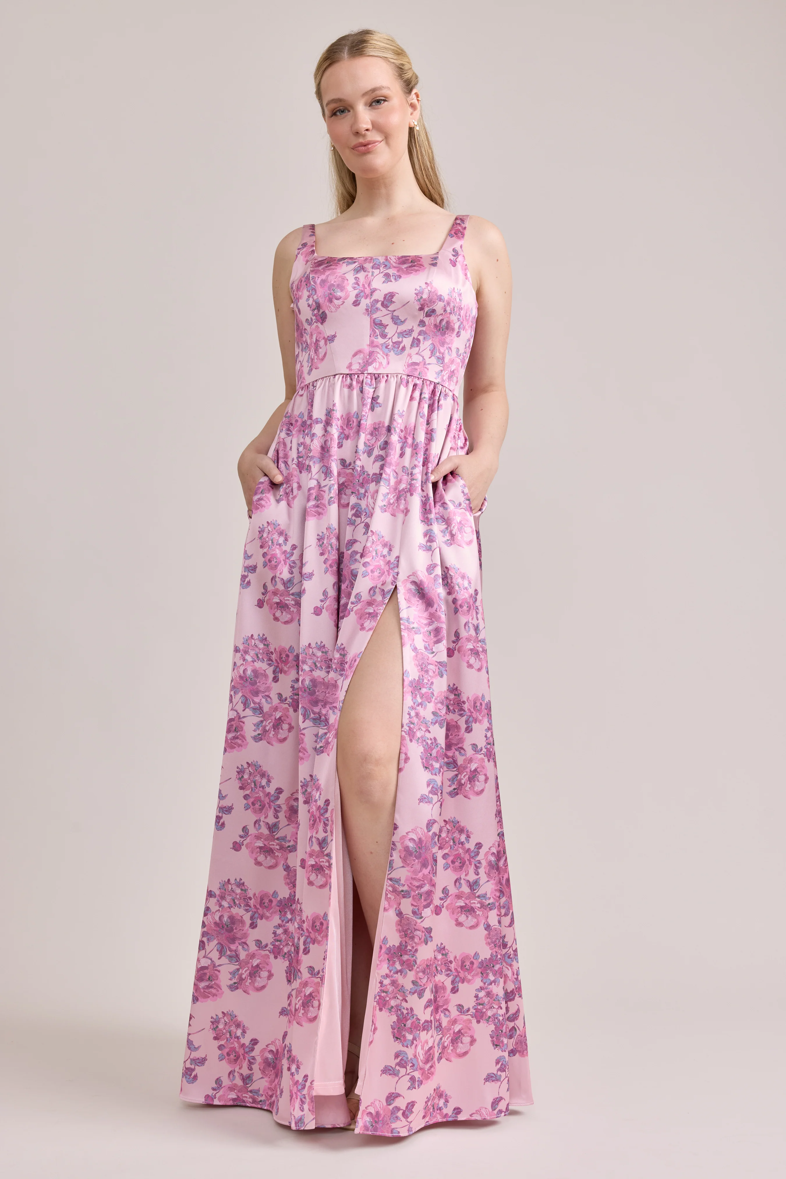 Whitney Satin Floral Print Dress | Made To Order - Image 120