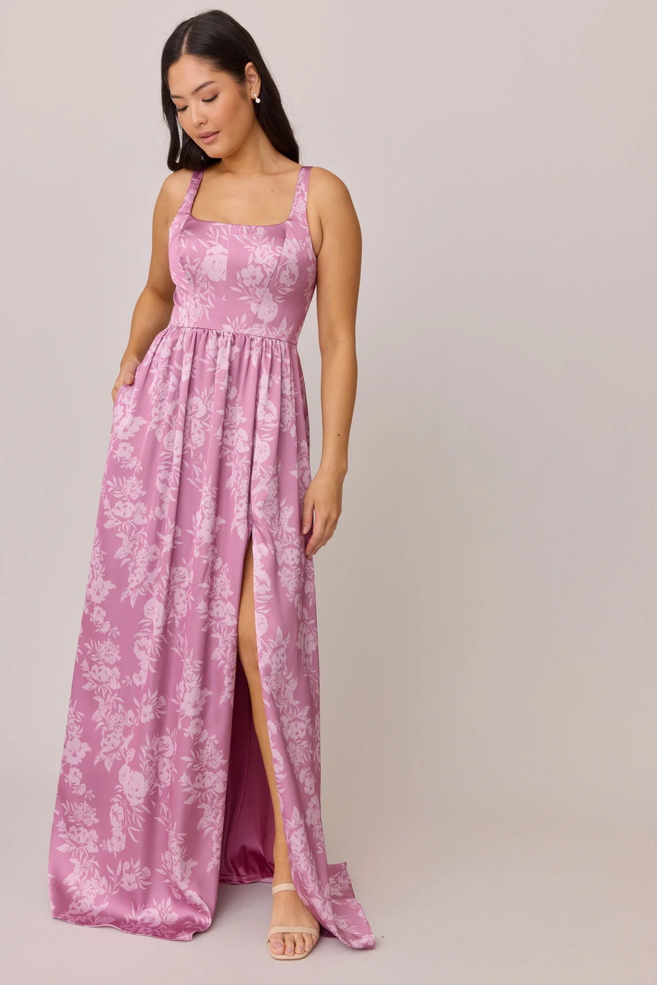 Whitney Satin Floral Print Dress | Made To Order - Image 13