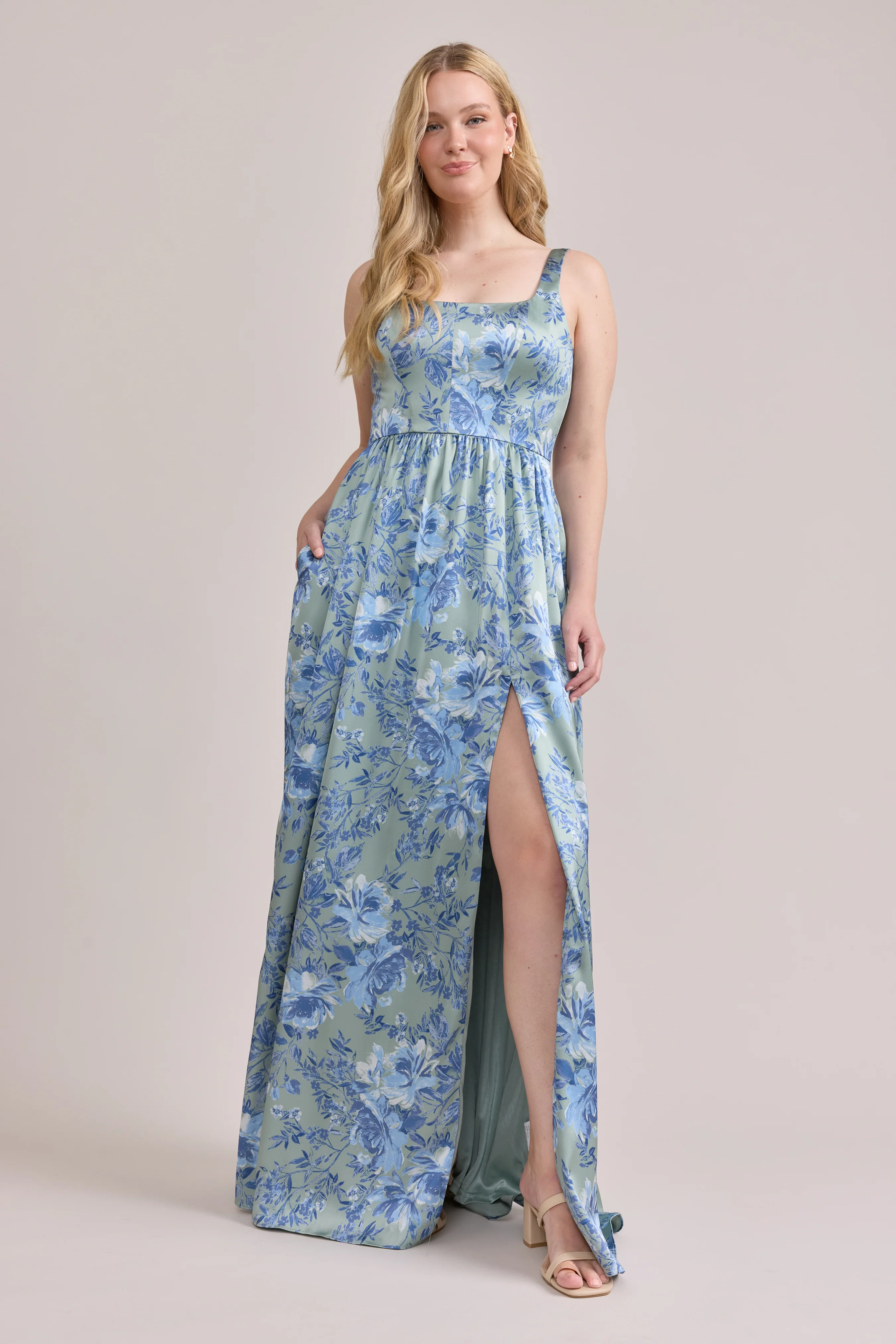 Whitney Satin Floral Print Dress | Made To Order - Image 131