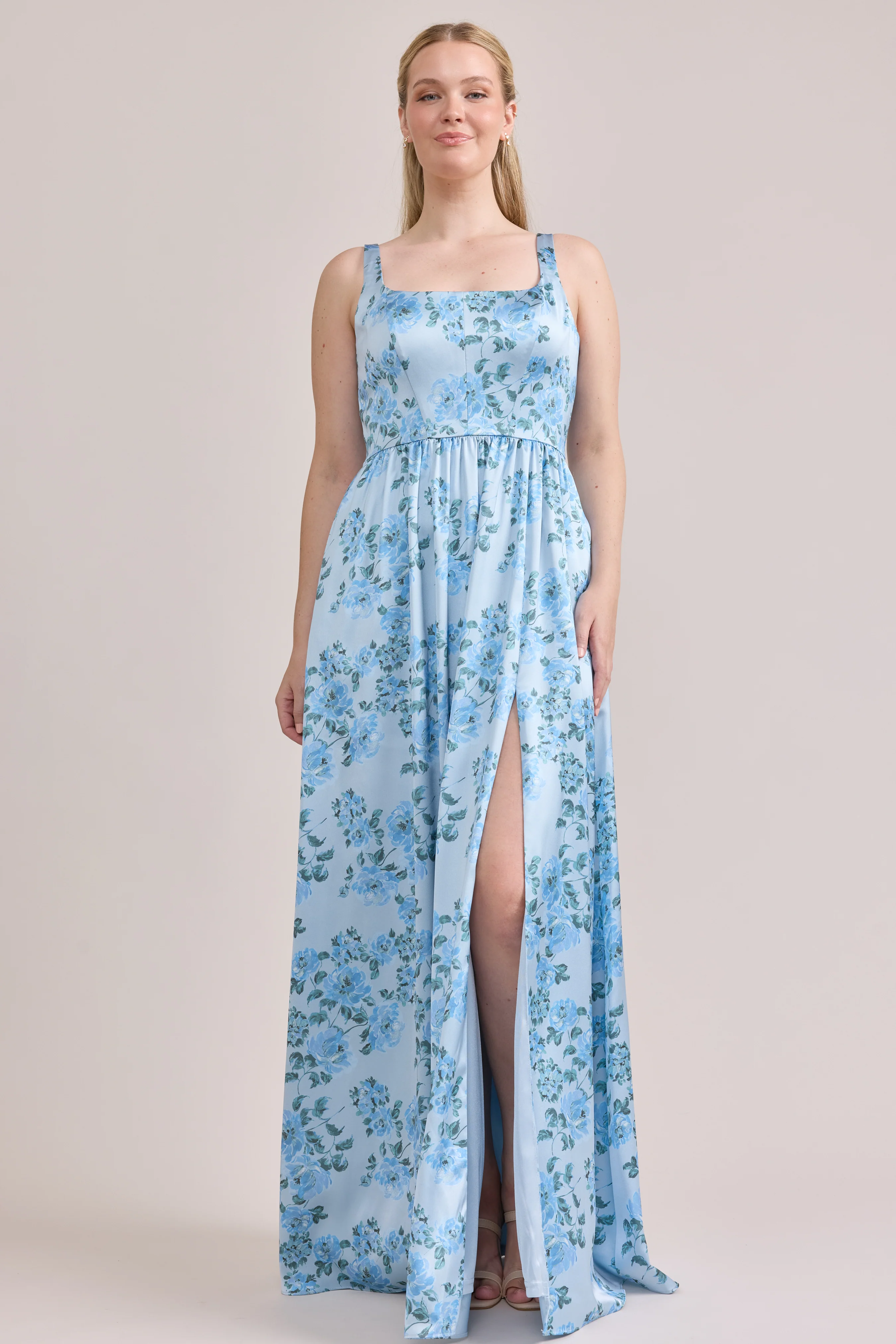 Whitney Satin Floral Print Dress | Made To Order - Image 134
