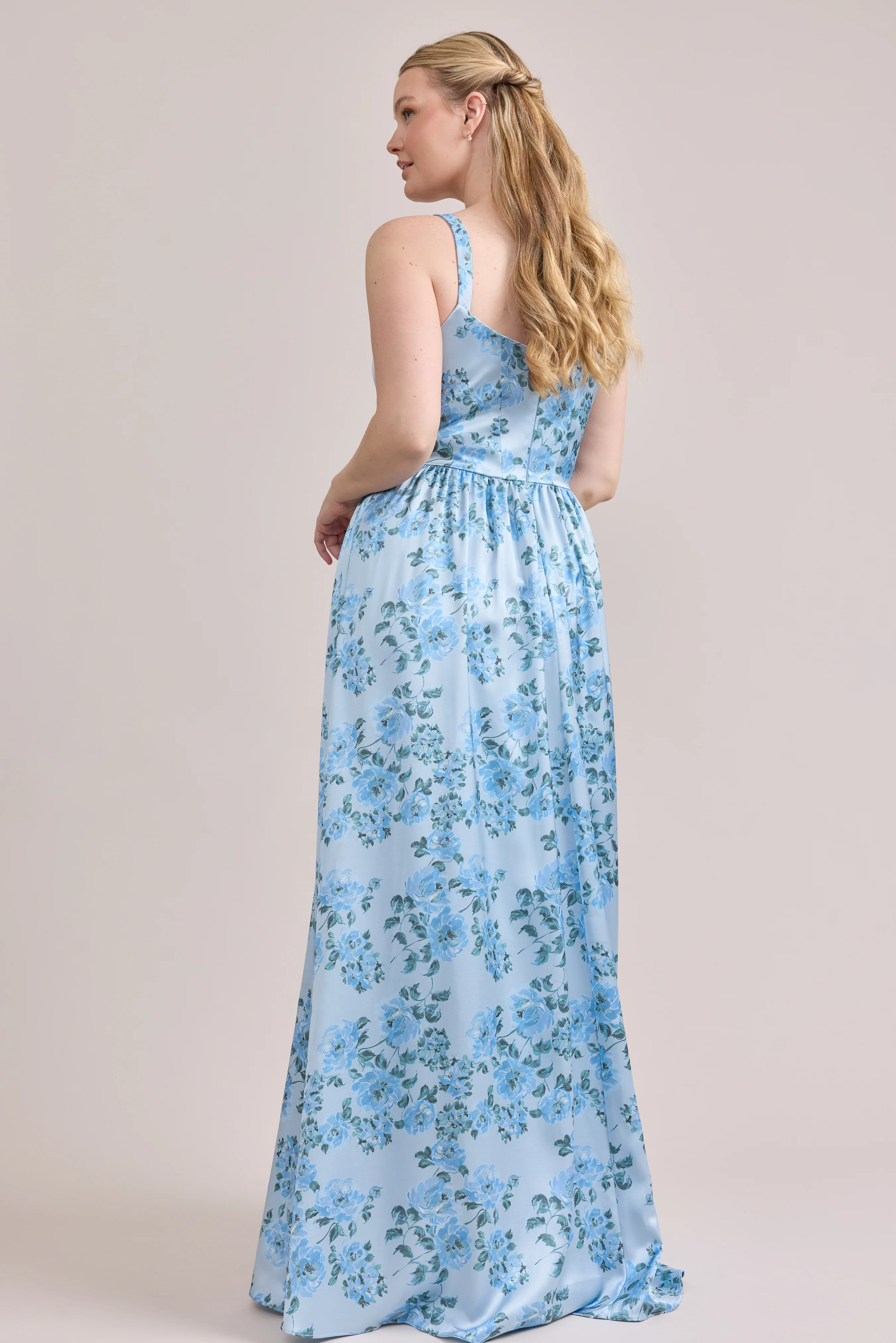 Whitney Satin Floral Print Dress | Made To Order - Image 136