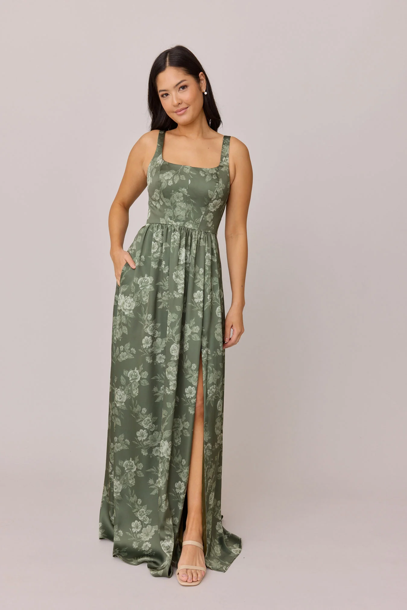 Whitney Satin Floral Print Dress | Made To Order - Image 30