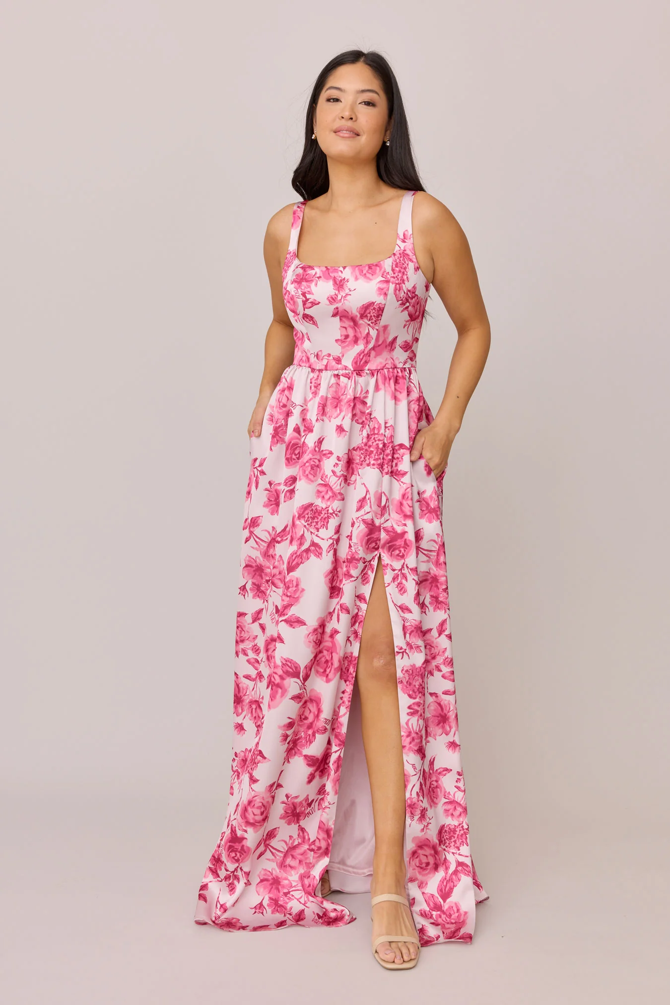 Whitney Satin Floral Print Dress | Made To Order - Image 38