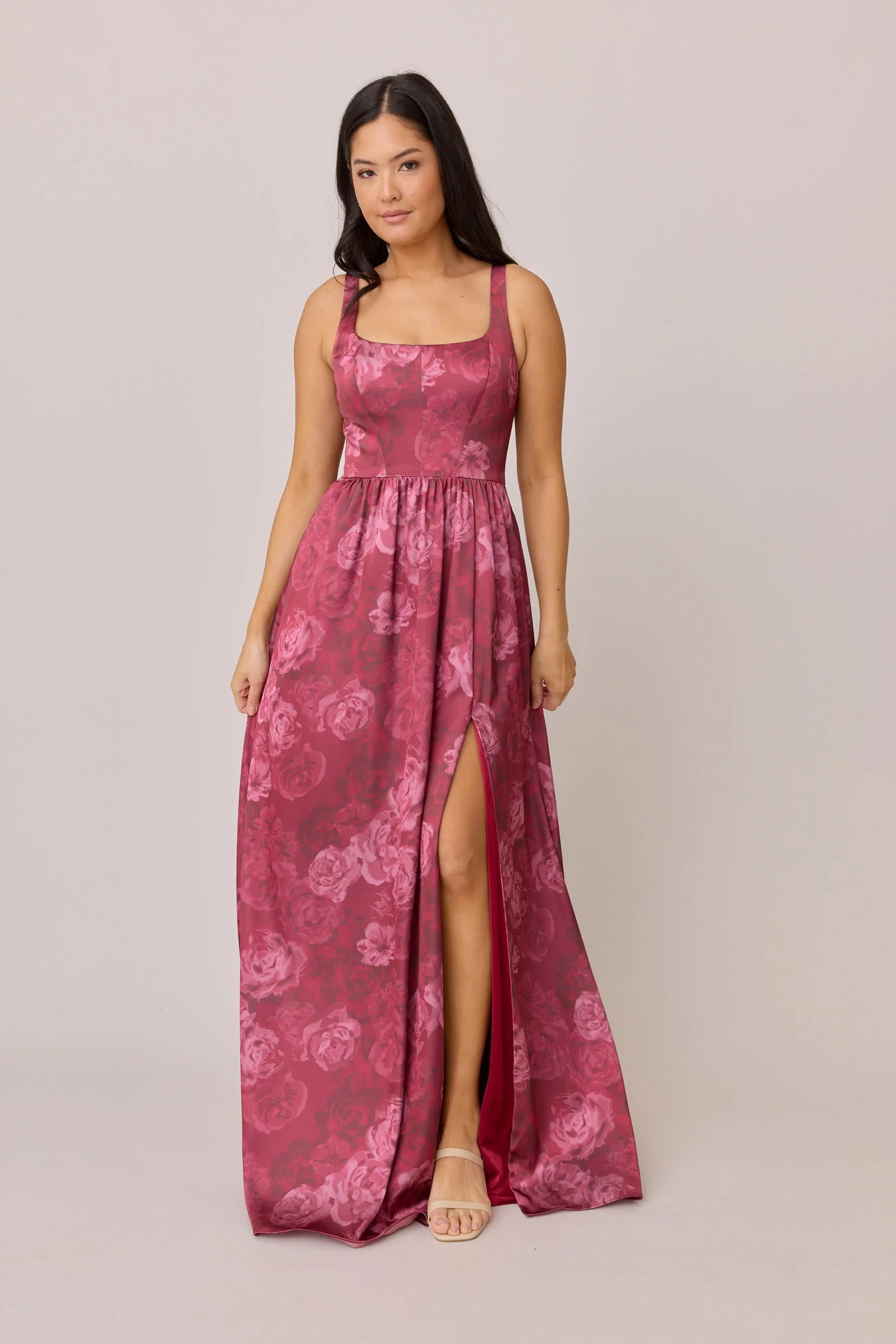 Whitney Satin Floral Print Dress | Made To Order - Image 49