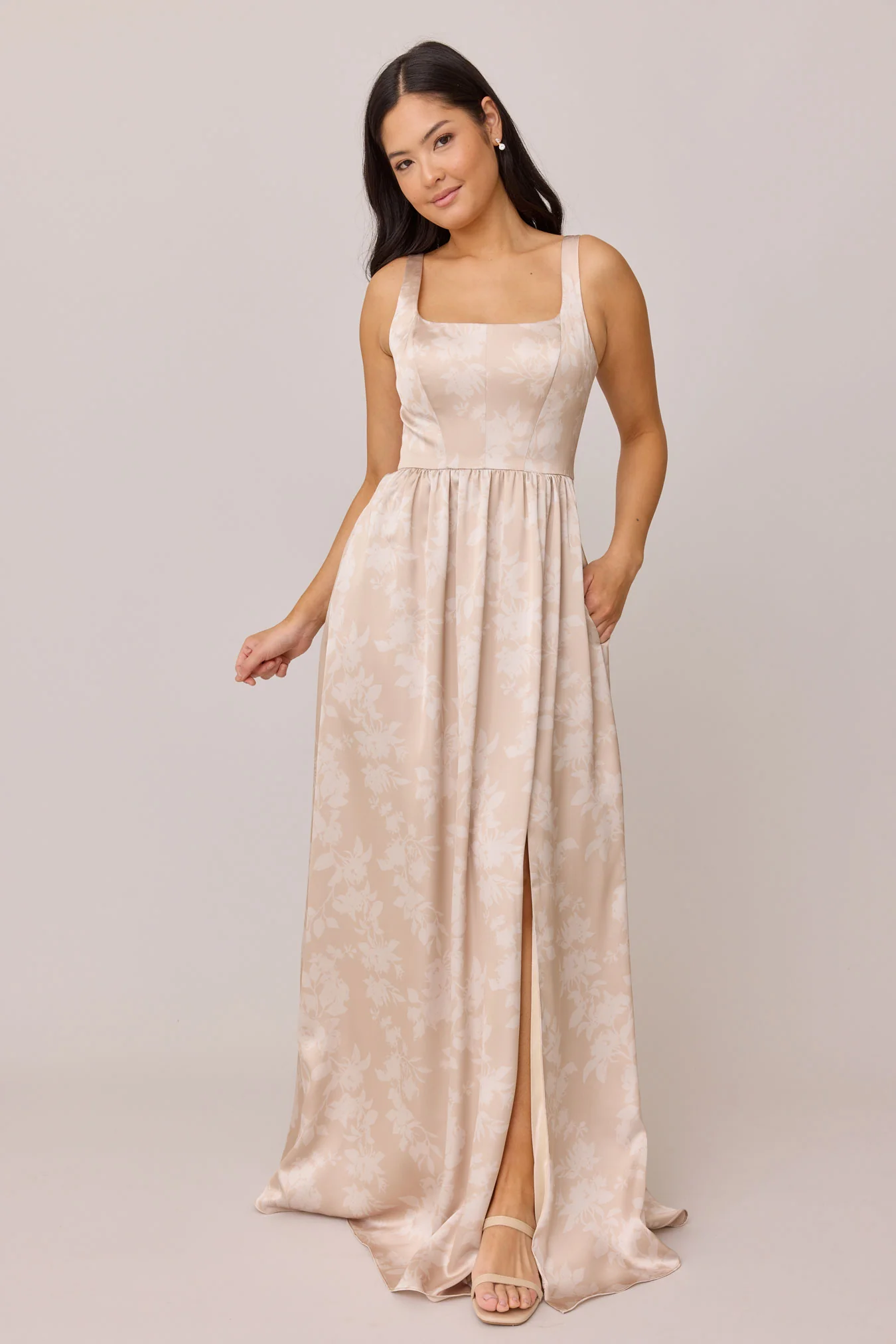 Whitney Satin Floral Print Dress | Made To Order - Image 68