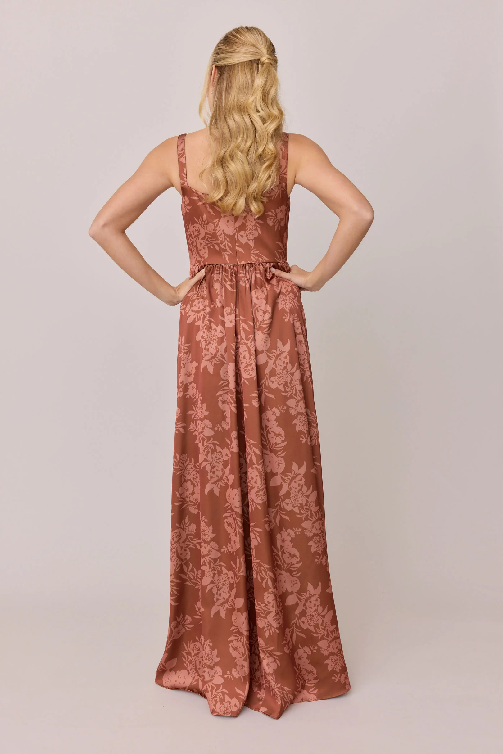 Whitney Satin Floral Print Dress | Made To Order - Image 93